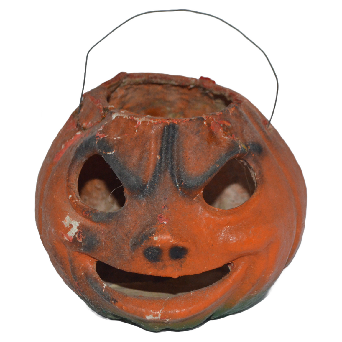 Vintage Jack O' Lantern Paper Mache JOL 1930s Holiday Halloween Decor Scary Candy Container
