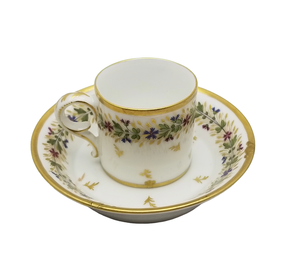 Rare 18th-Century Paris Porcelain Cup & Saucer – Manufacture du Petit Carrousel (PCG Mark)