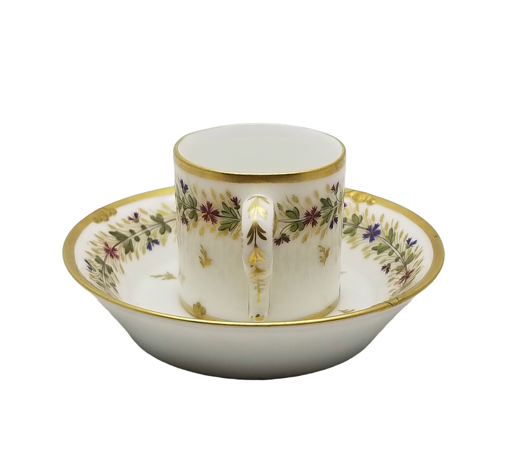 Rare 18th-century Paris porcelain cup and saucer by Manufacture du Petit Carrousel featuring the PCG mark.
