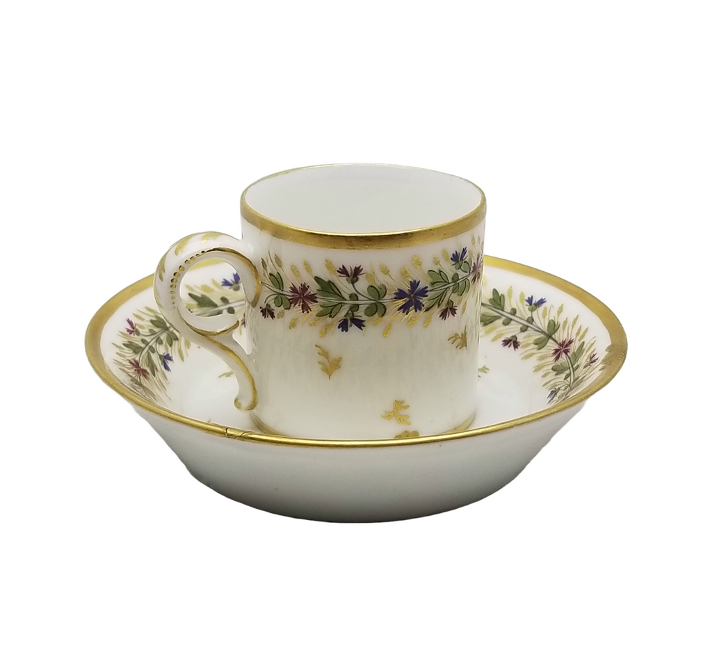 Rare 18th-Century Paris Porcelain Cup & Saucer – Manufacture du Petit Carrousel (PCG Mark)