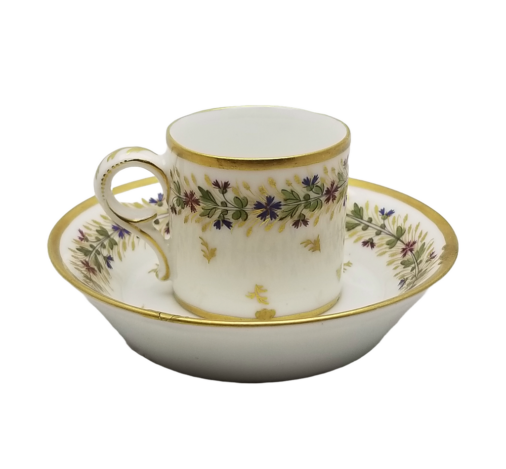Rare 18th-Century Paris Porcelain Cup & Saucer – Manufacture du Petit Carrousel (PCG Mark)