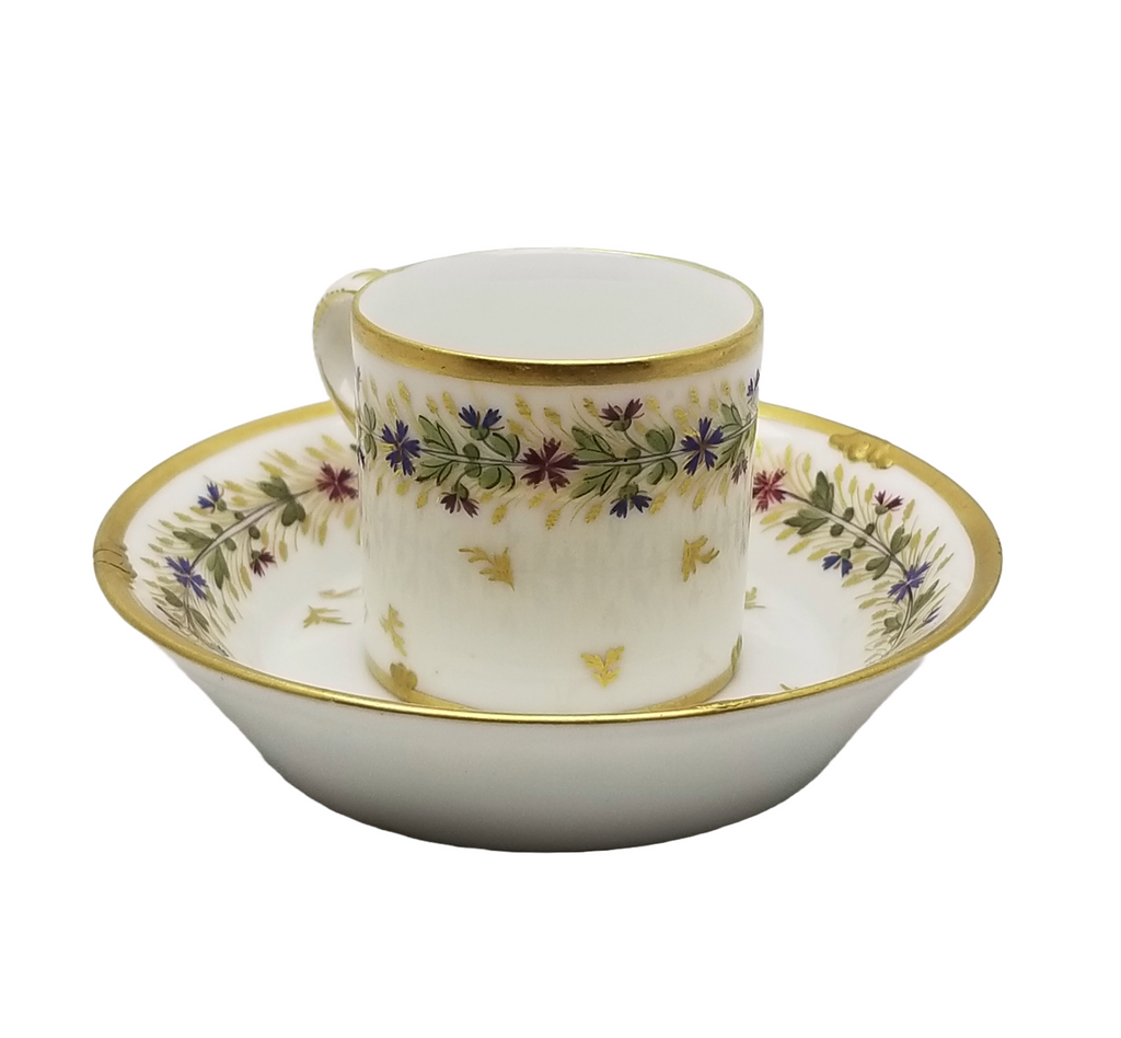 Rare 18th-Century Paris Porcelain Cup & Saucer – Manufacture du Petit Carrousel (PCG Mark)