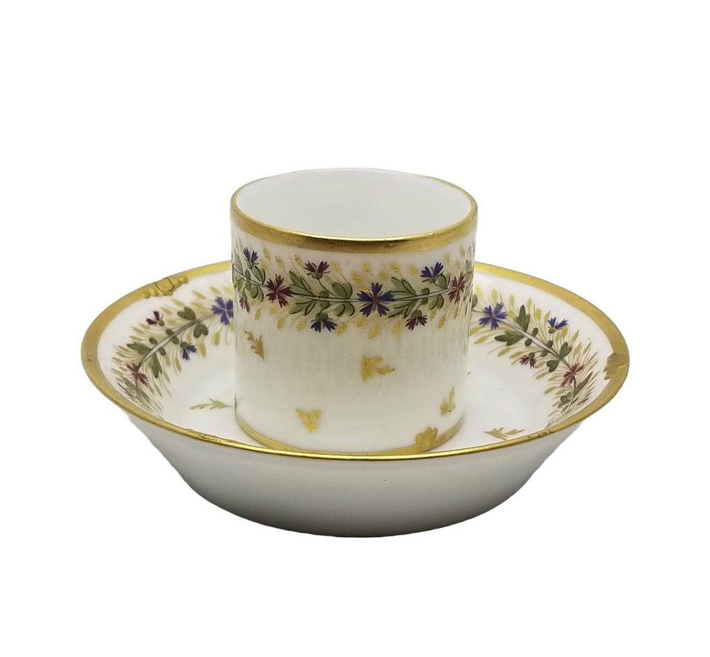 Rare 18th-Century Paris Porcelain Cup & Saucer – Manufacture du Petit Carrousel (PCG Mark)