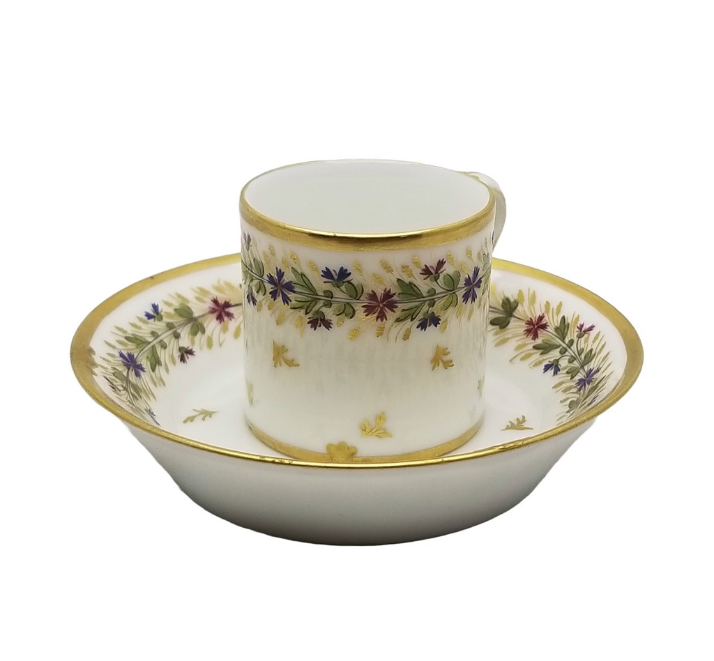 Rare 18th-Century Paris Porcelain Cup & Saucer – Manufacture du Petit Carrousel (PCG Mark)
