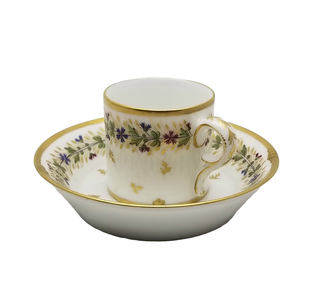 Rare 18th-Century Paris Porcelain Cup & Saucer – Manufacture du Petit Carrousel (PCG Mark)