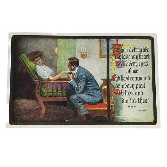 Romantic Couple on Lounge Chair Poet Harrick Postcard Series 138