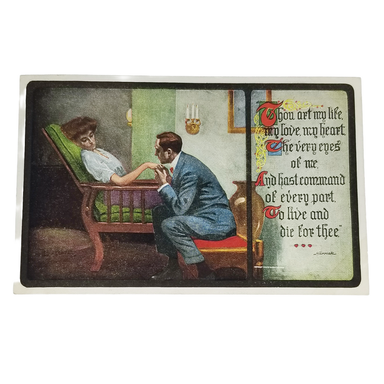 Romantic Couple on Lounge Chair Poet Harrick Postcard Series 138