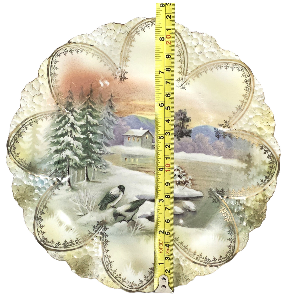 Rare Antique R.S. Prussia "Snowbirds" Scenic Winter Plate – Mold 92