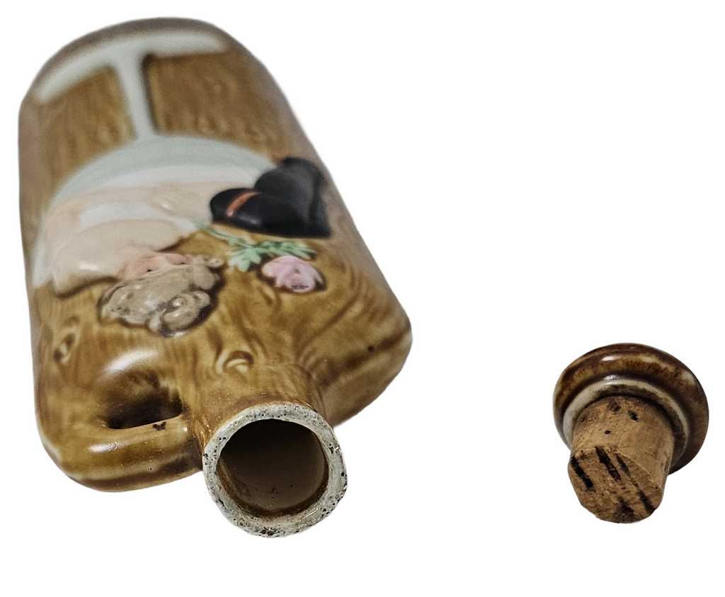 Schafer Vater German Porcelain Flask Risqué Woman in Champagne Glass