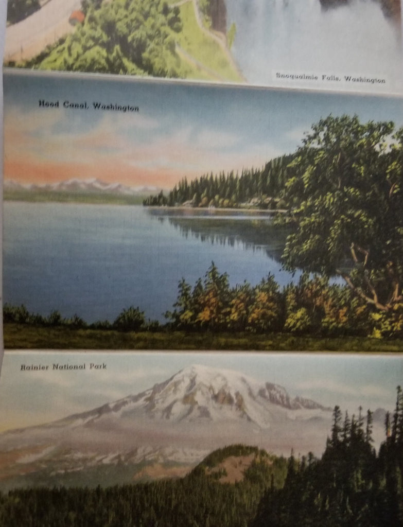 Vintage Linen Travel Foldout Souvenir Postcard Booklet Greetings from Seattle Washington