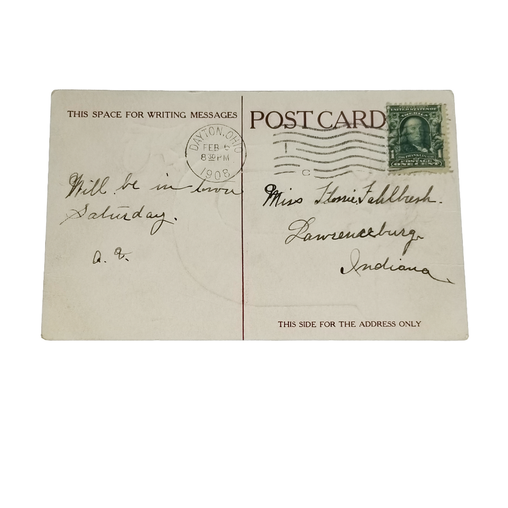 Romance Postcard Woman On Giant U Girls Faces Man Proposing AS Rosenthal 1907