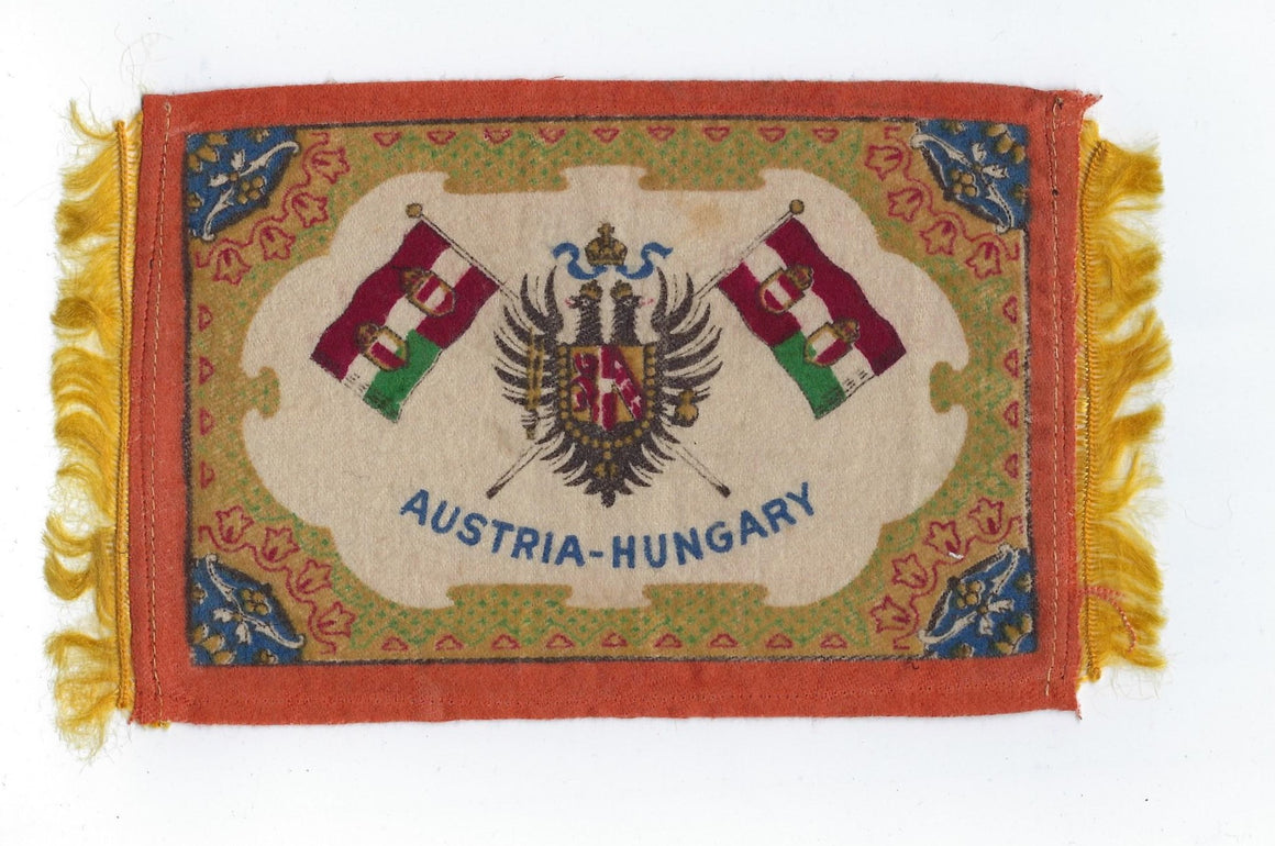 Antique Advertising Trade Card Felt Cloth Tobacco Cigar Flag of Austria Hungry with Fringe