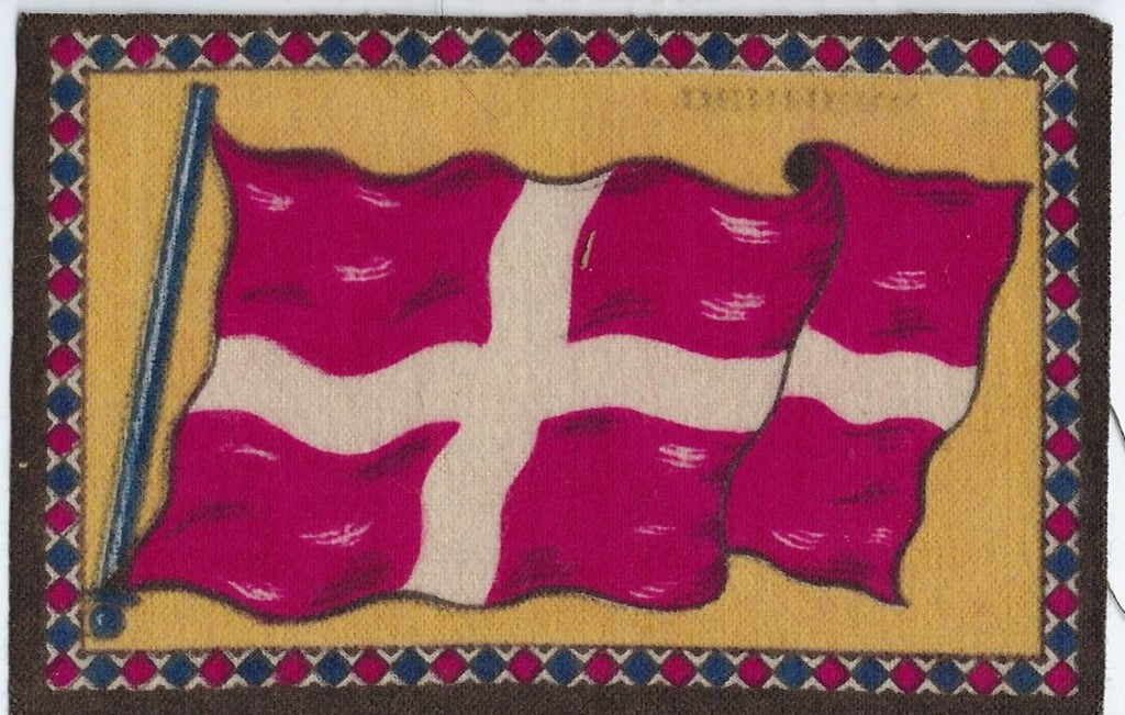 Antique Advertising Trade Card Felt Cloth Tobacco Cigar Flag of Denmark