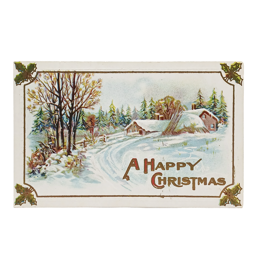 Christmas Postcard A Happy XMAS Snow Covered Home in the Countryside