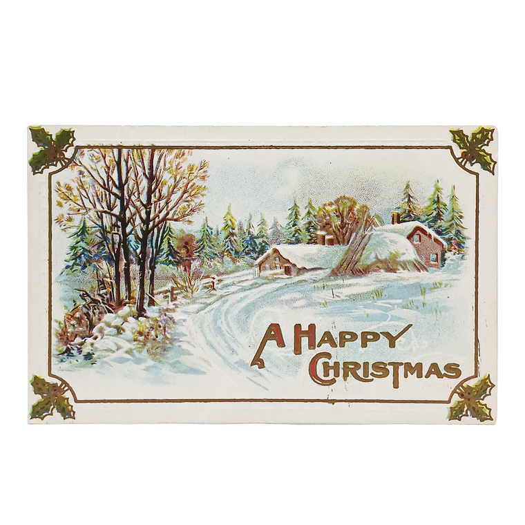 Christmas Postcard A Happy XMAS Snow Covered Home in the Countryside