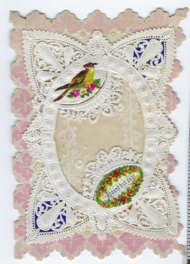 Antique Paper Lace Embossed Die Cut Card 1800s Valentine Card by George Whitney