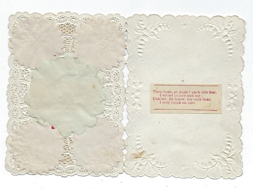 Antique Paper Lace Embossed Die Cut Card 1800s Valentine Card Post Civil War