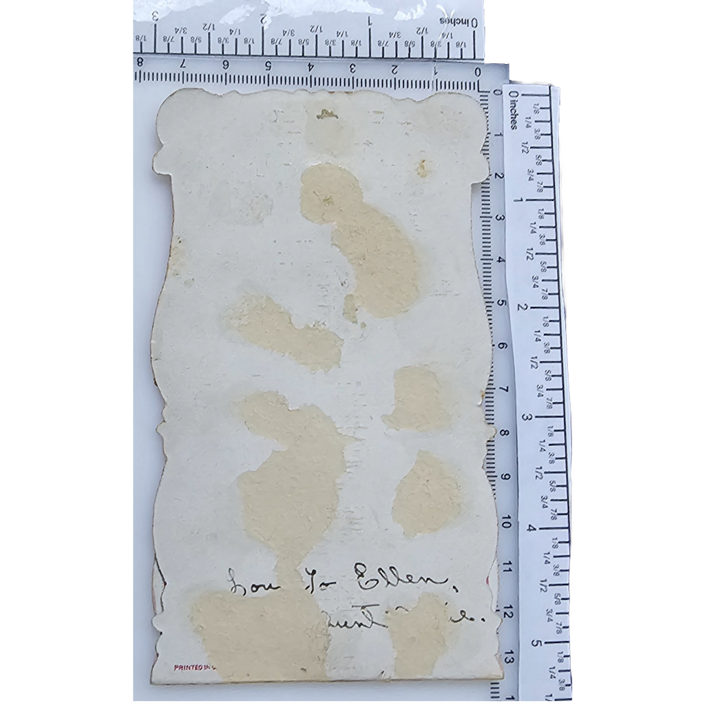 Vintage German Die Cut 3D Valentine's Card Roses with Children Holding Hands