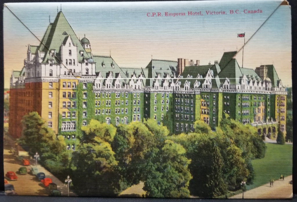 Vintage Linen Travel Foldout Souvenir Postcard Booklet Victoria Canada