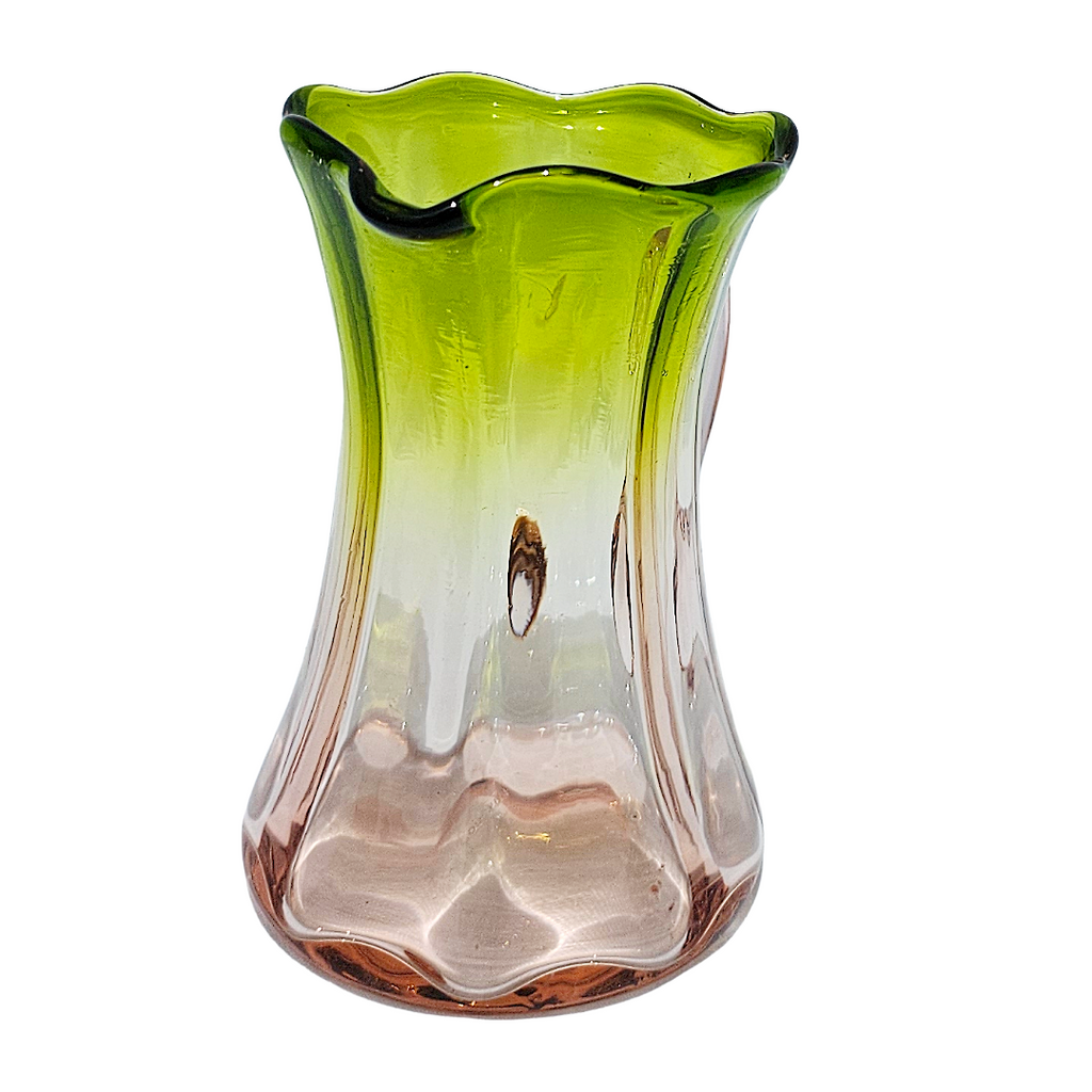 Rare Watermelon Uranium Glass Creamer | Antique Pink Green Vaseline Pitcher