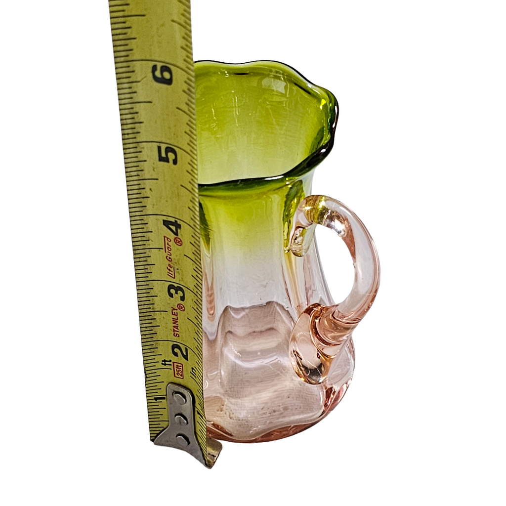 Rare Watermelon Uranium Glass Creamer | Antique Pink Green Vaseline Pitcher