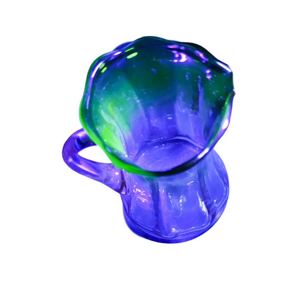 Rare Watermelon Uranium Glass Creamer | Antique Pink Green Vaseline Pitcher