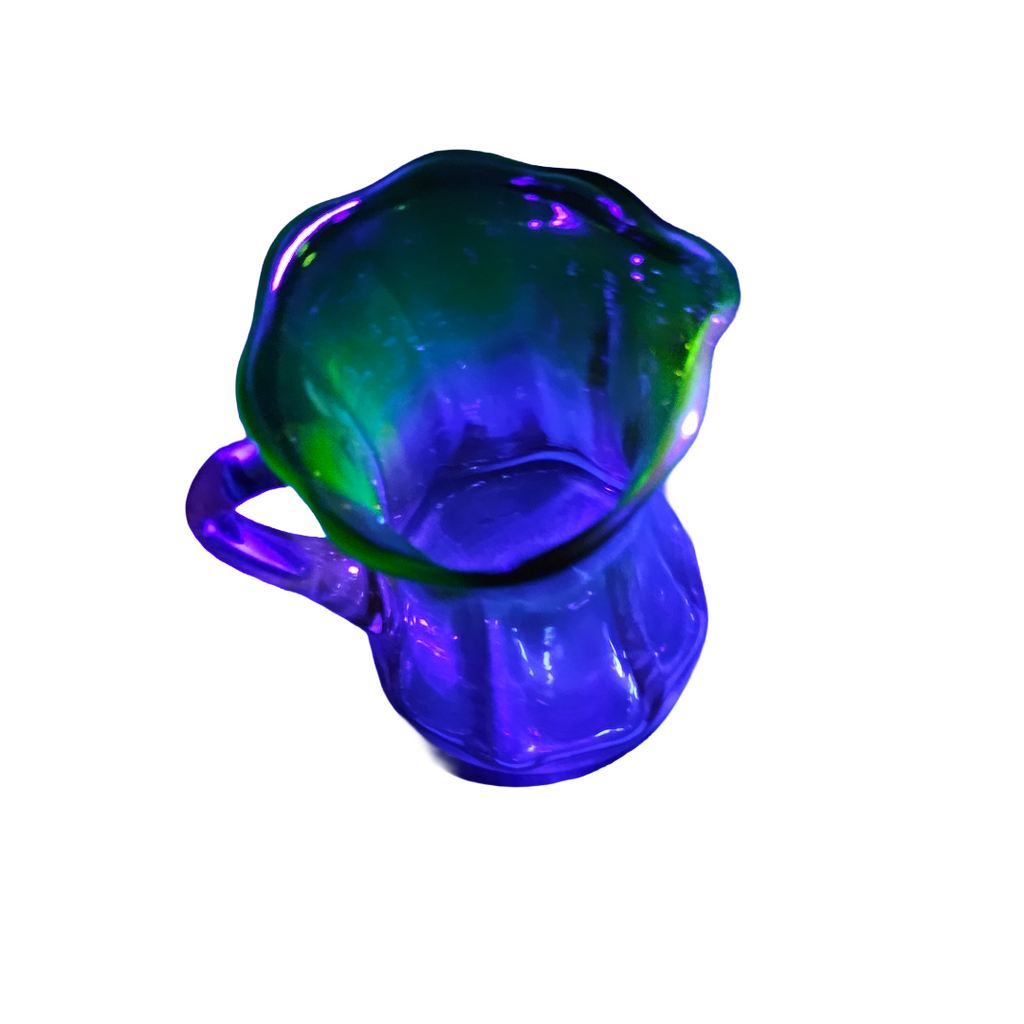 Rare Watermelon Uranium Glass Creamer | Antique Pink Green Vaseline Pitcher