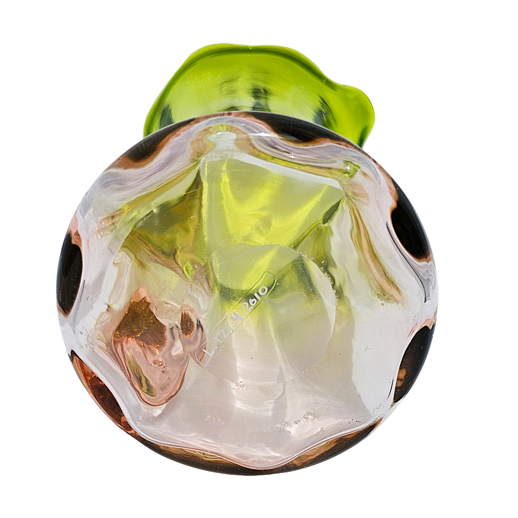 Rare Watermelon Uranium Glass Creamer | Antique Pink Green Vaseline Pitcher