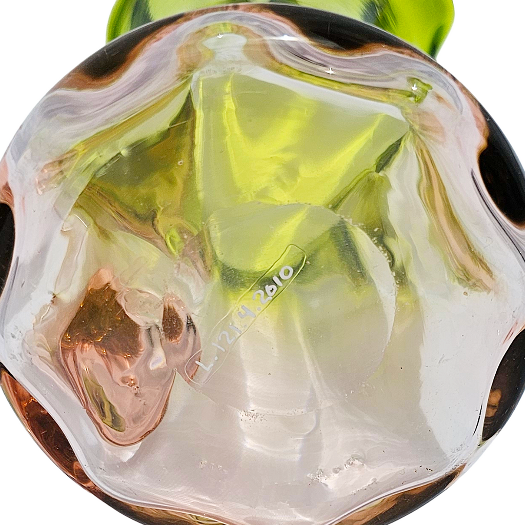 Rare Watermelon Uranium Glass Creamer | Antique Pink Green Vaseline Pitcher