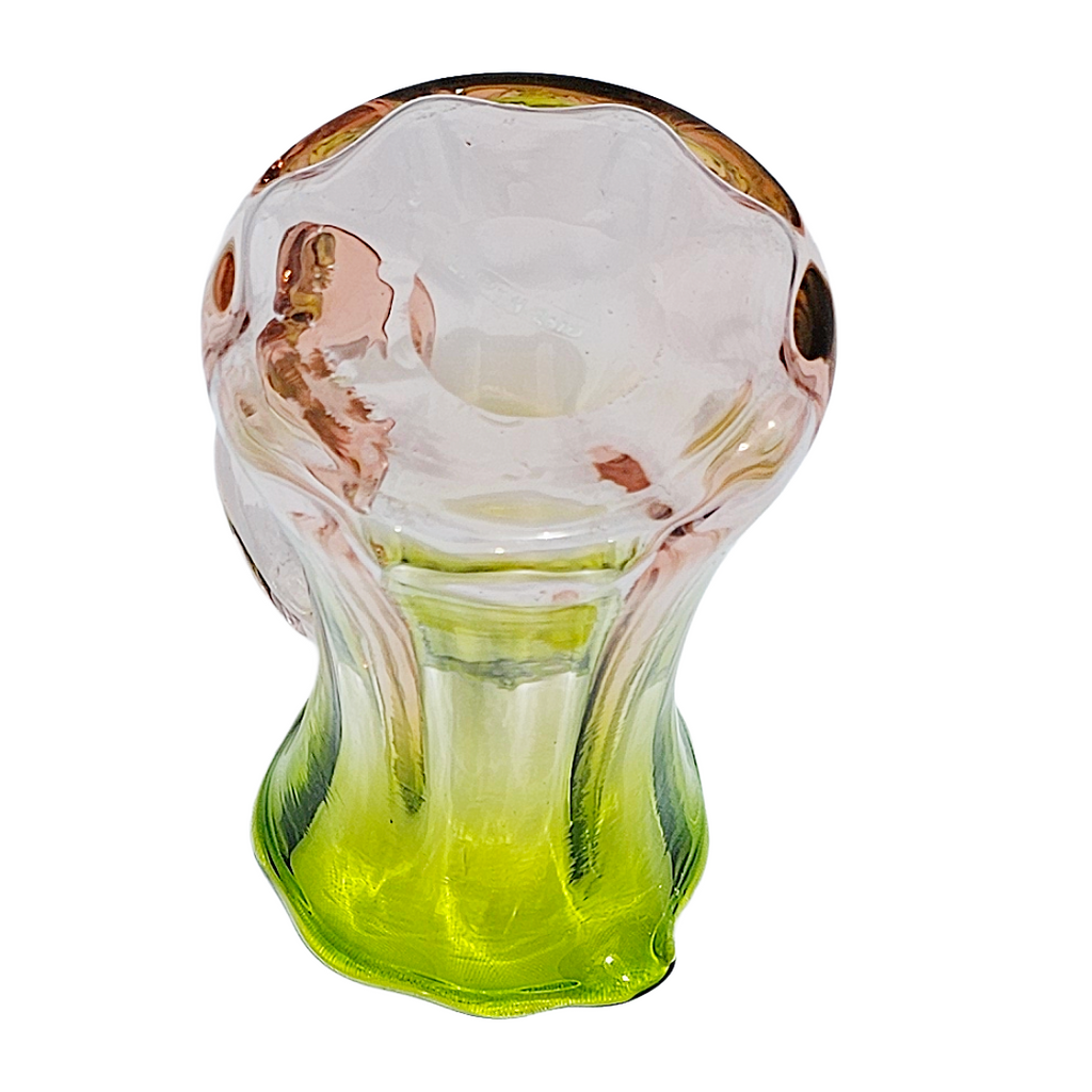 Rare Watermelon Uranium Glass Creamer | Antique Pink Green Vaseline Pitcher