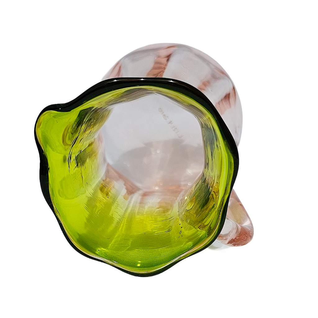 Rare Watermelon Uranium Glass Creamer | Antique Pink Green Vaseline Pitcher