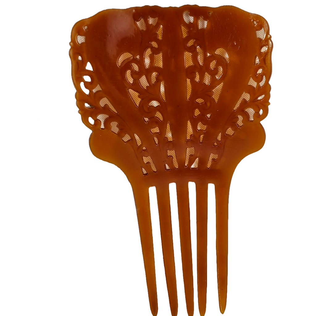 Antique Art Deco Amber Celluloid Hair Comb
