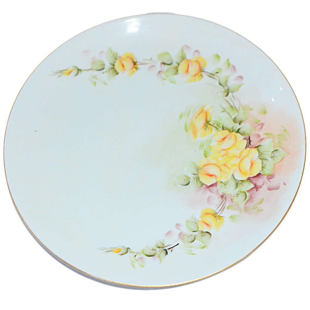 Bavarian Porcelain Hand Painted Floral Dinner Plates Set of Six