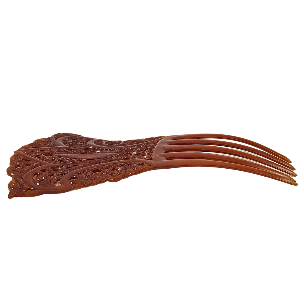 Art Deco Celluloid Amber Color Hair Comb Fashion Accessory