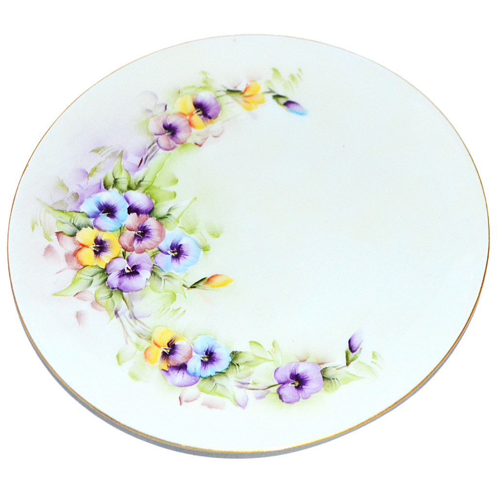 Bavarian Porcelain Hand Painted Floral Dinner Plates Set of Six