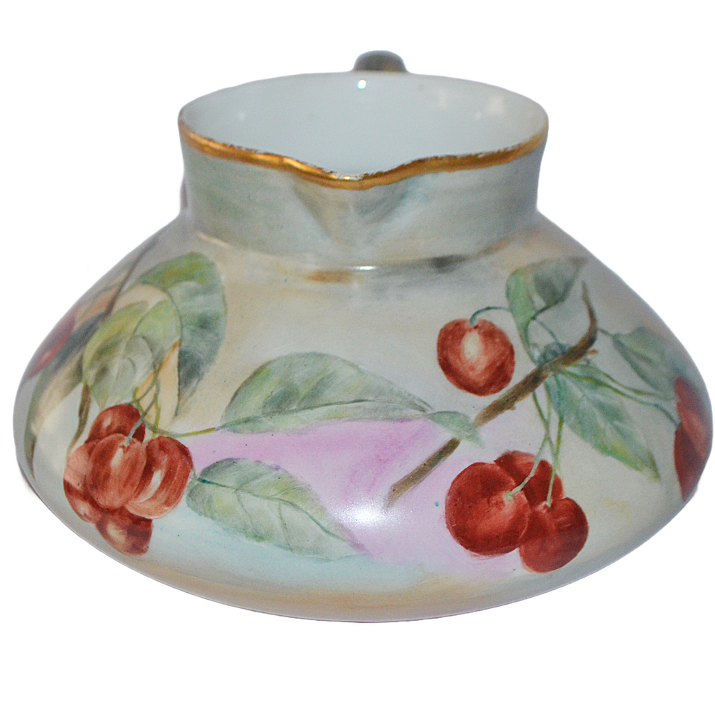 Limoges Porcelain Jean Pouyat Galois Style Pitcher Cherry Decor