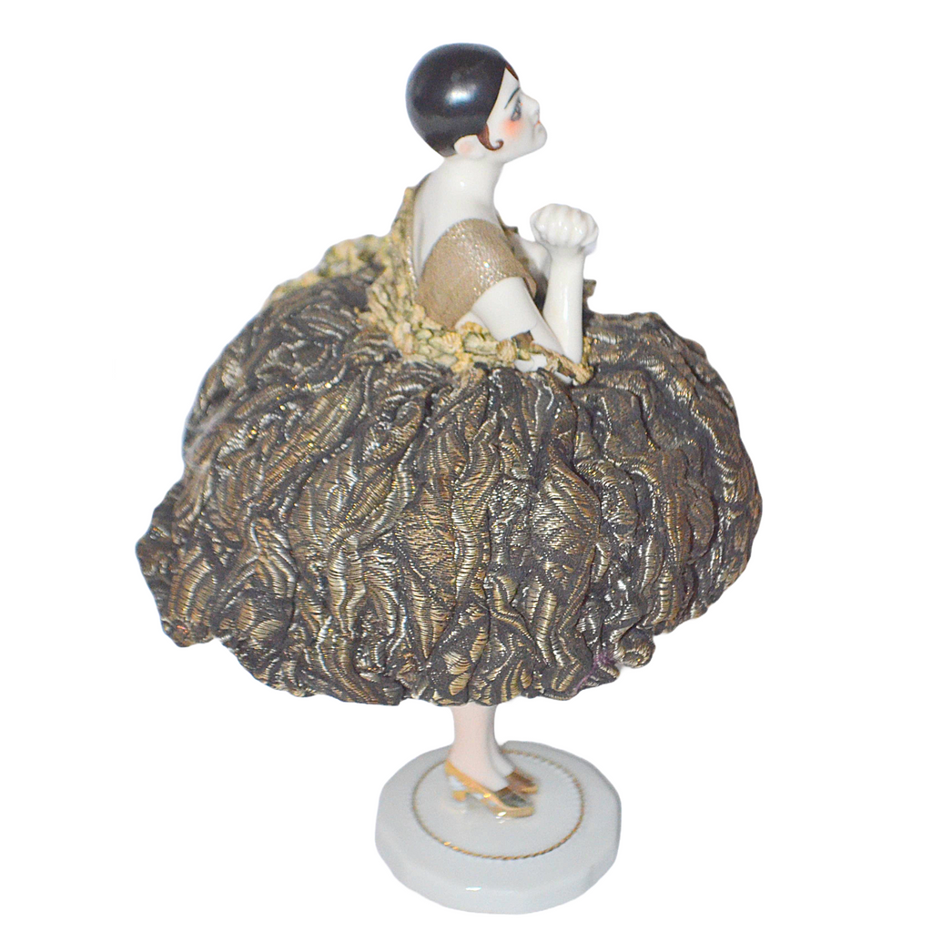 Dressel Kister Pierrot Pierrette Skull Cap Half Doll with French Leg Stand