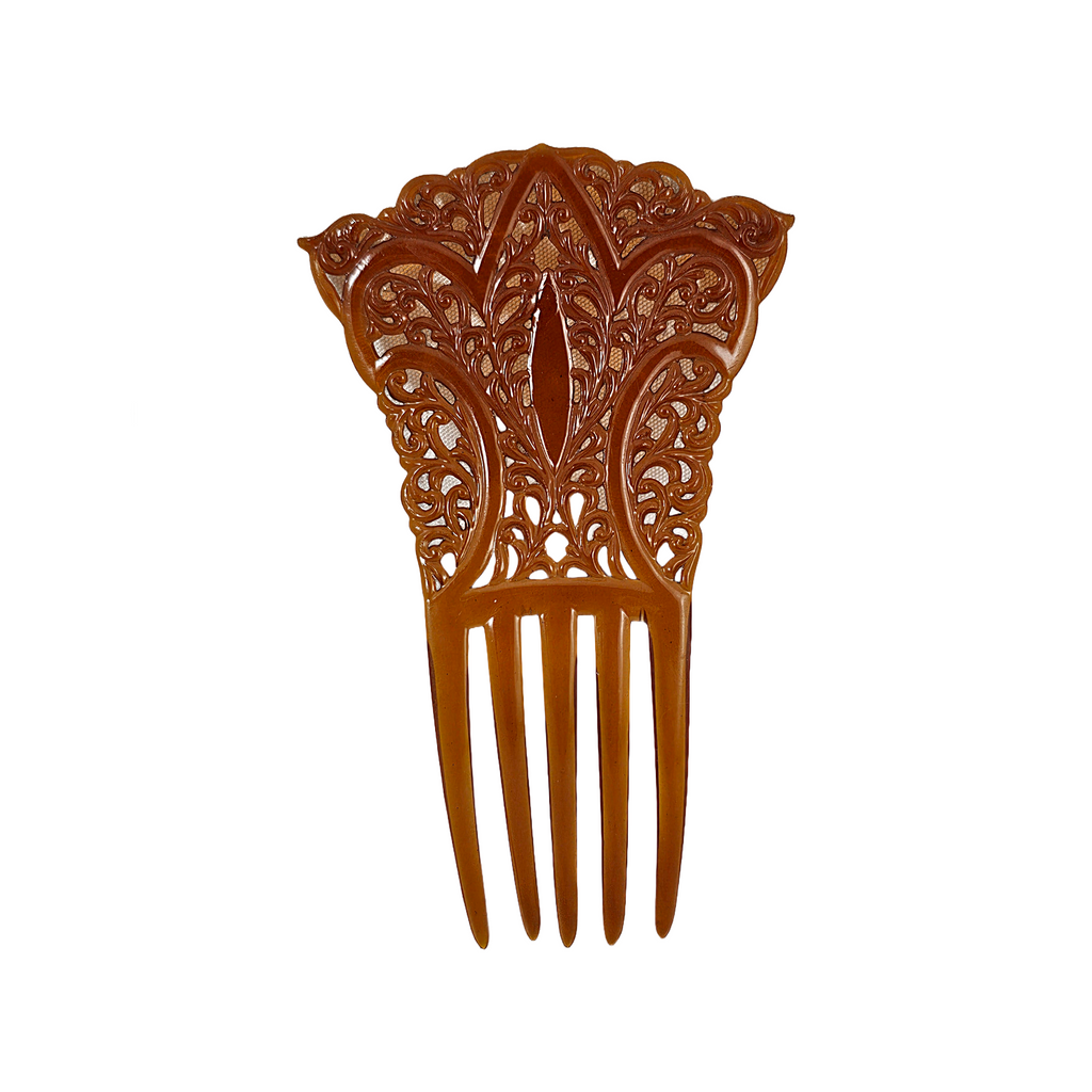 Art Deco Celluloid Amber Color Hair Comb Fashion Accessory