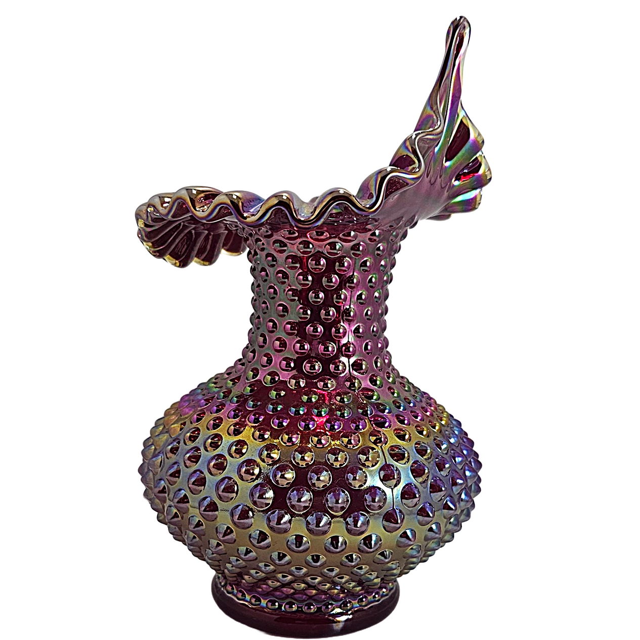 Fenton Ruby Red Amberina Carnival Glass JIP Tulip Vase