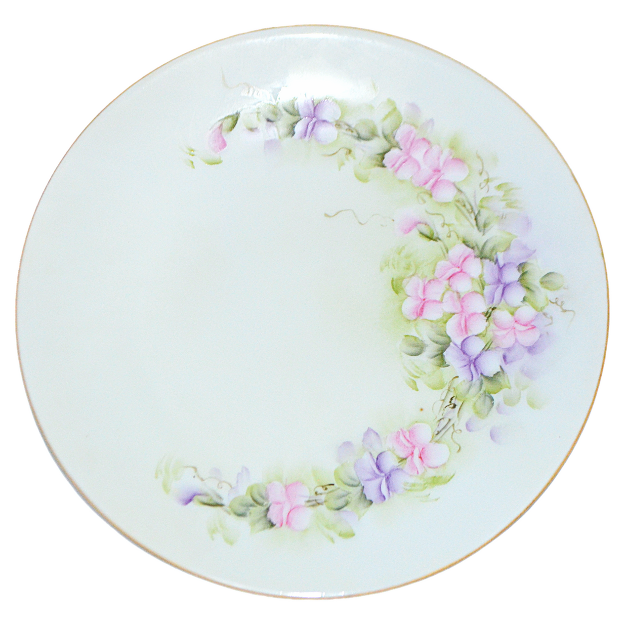 Bavarian Porcelain Hand Painted Floral Dinner Plates Set of Six