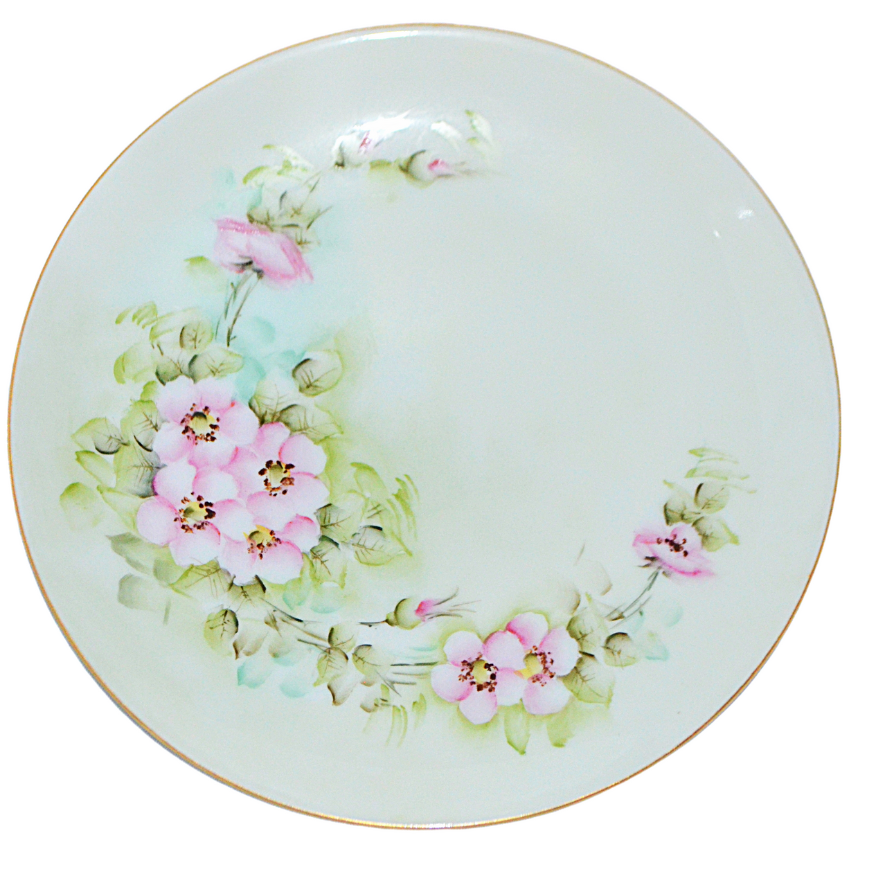 Bavarian Porcelain Hand Painted Floral Dinner Plates Set of Six