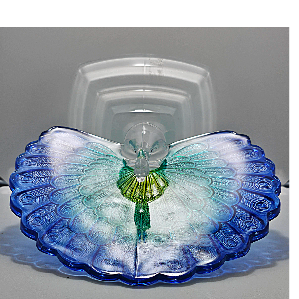 Vintage Cristal D' Arques Lead Crystal Colored Peacock French Glass Figurine