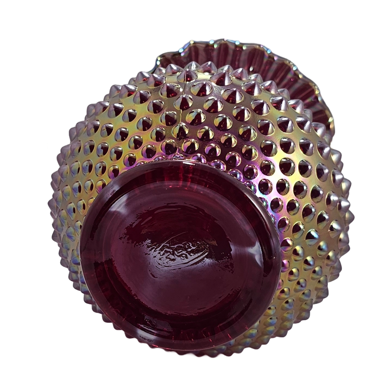 Fenton Ruby Red Amberina Carnival Glass JIP Tulip Vase