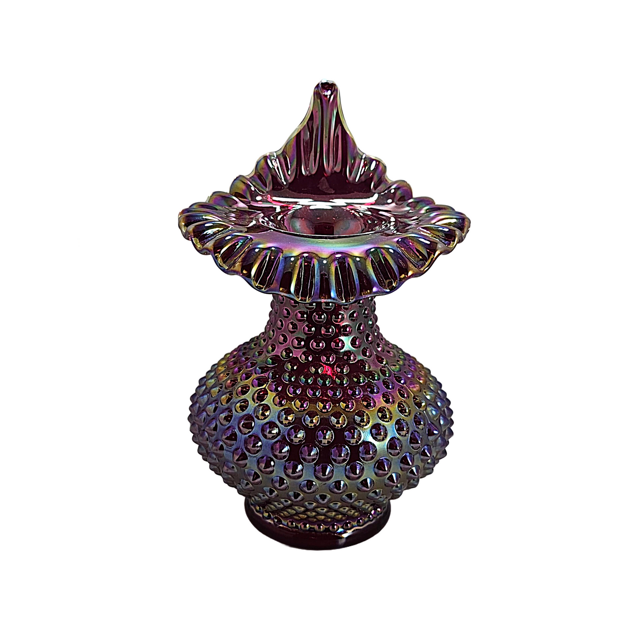 Fenton Ruby Red Amberina Carnival Glass JIP Tulip Vase