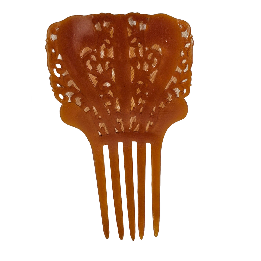 Antique Art Deco Amber Celluloid Hair Comb