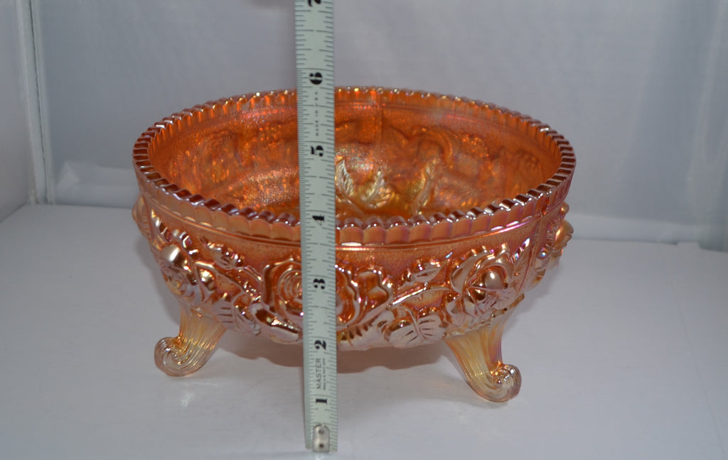 Vintage Antique Imperial Carnival Glass Marigold Lustre Rose Footed Bowl