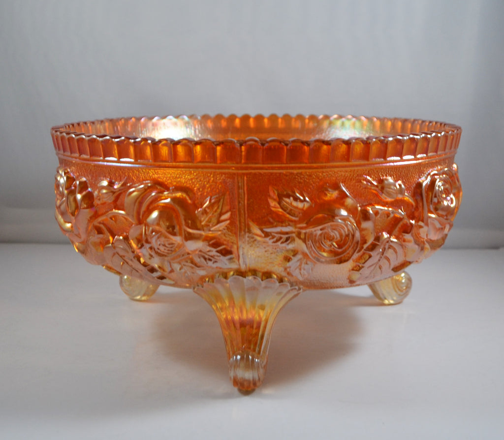Vintage Antique Imperial Carnival Glass Marigold Lustre Rose Footed Bowl