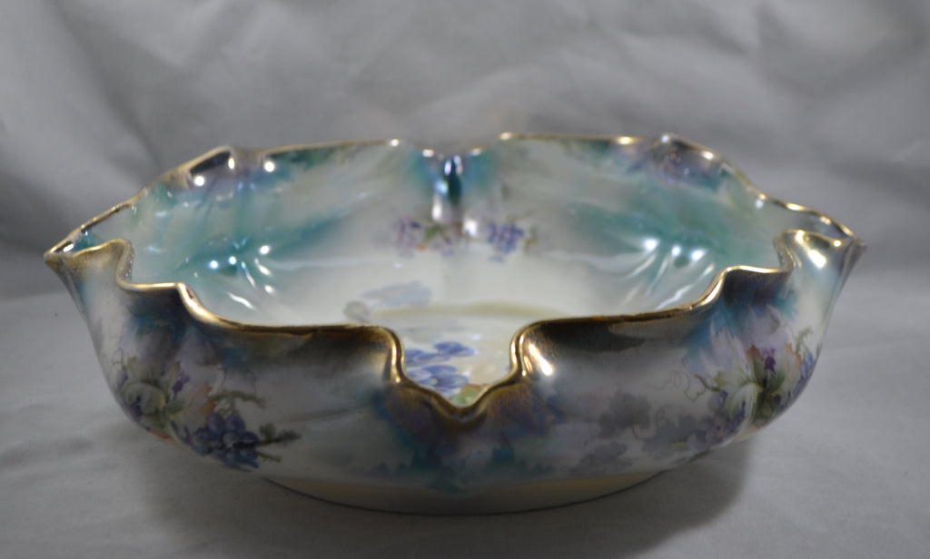 Hermann Ohme Silesia Porcelain Hand Painted Grape Luster Signed Bowl