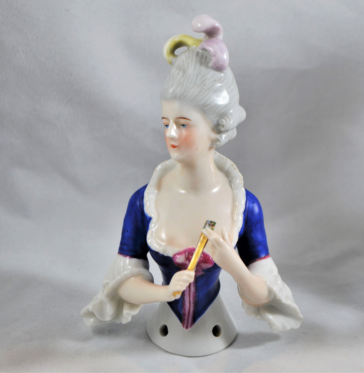 Rare Goebel Half Doll Marie Antoinette Holding Fan 5"