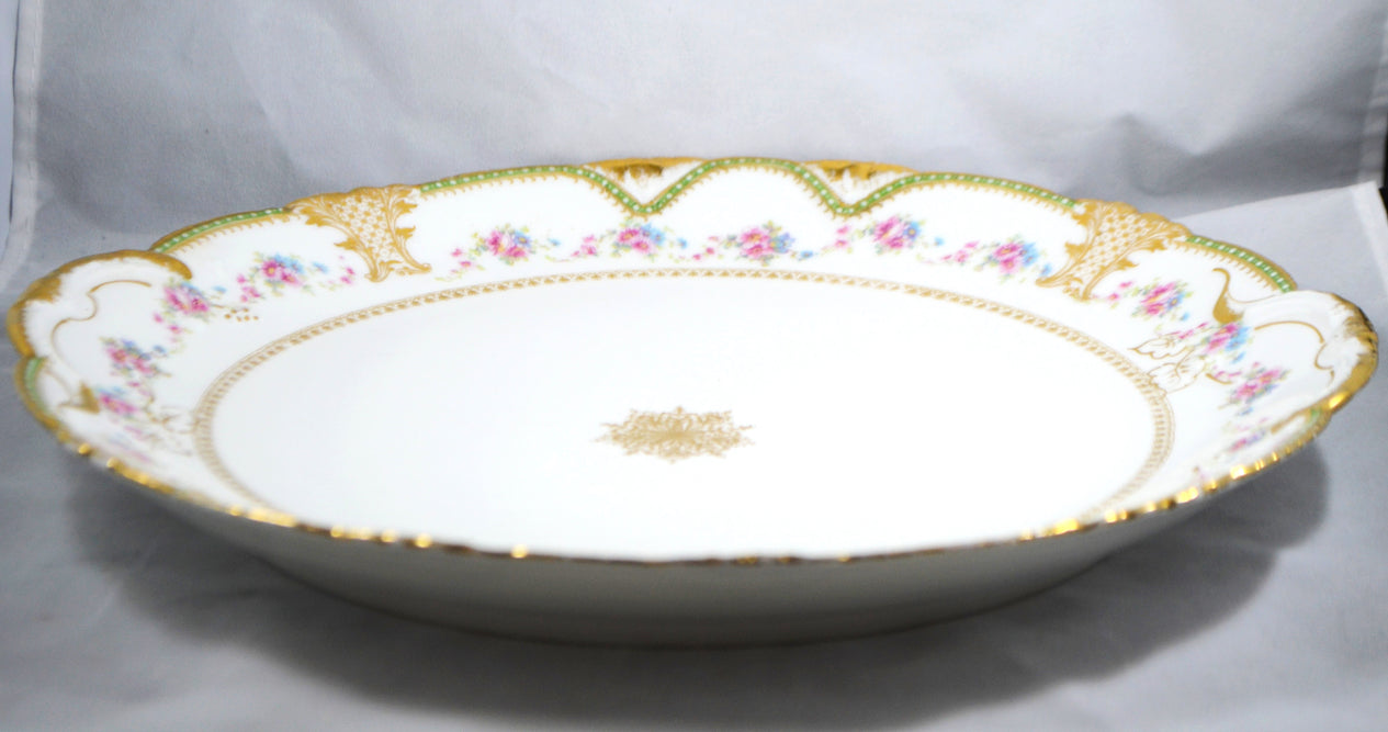 Limoges Porcelain Theodore Haviland Charger Gold Medallion Pink Floral Border